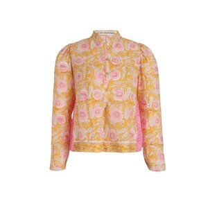 Alix of Bohemia Juliet Shirt Top Blouse Womens Medium Pink Yellow Floral Cotton